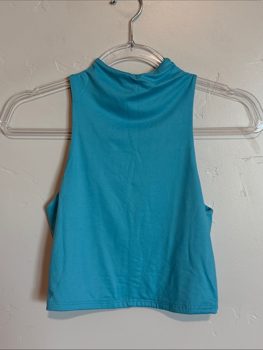 Pomelo High Neck Sleeveless Crop Tank - Turquoise Blue